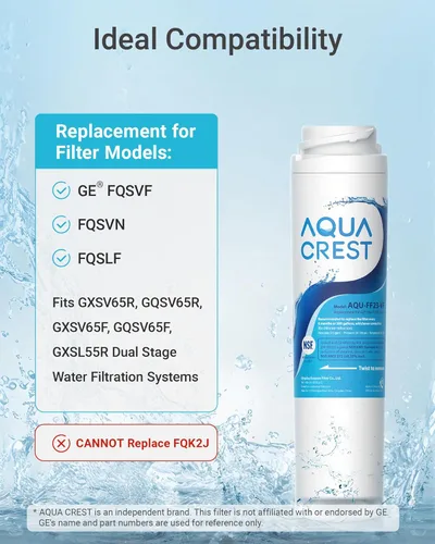 Miniatura 3 de AQUA CREST FQSVF FQSVN - Filtro de agua para debajo del fregadero, repuesto para GE FQSVF, FQSVN, FQSLF, certificado NSF 53 y 42, compatible con GE
