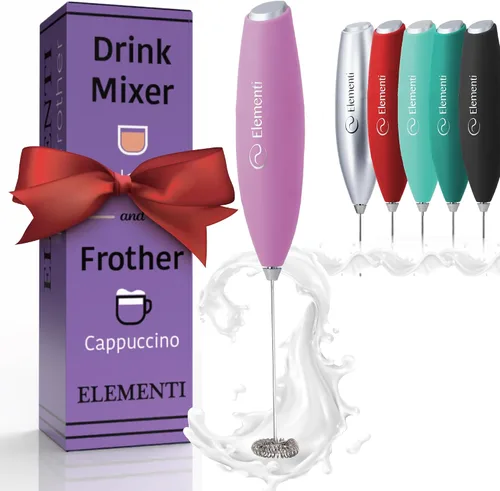 Miniatura 16 de Elementi Mezclador de bebidas de mano - Agitador eléctrico y potente varita mezcladora de polvo de proteínas, mini varita espumadora fácil de usar