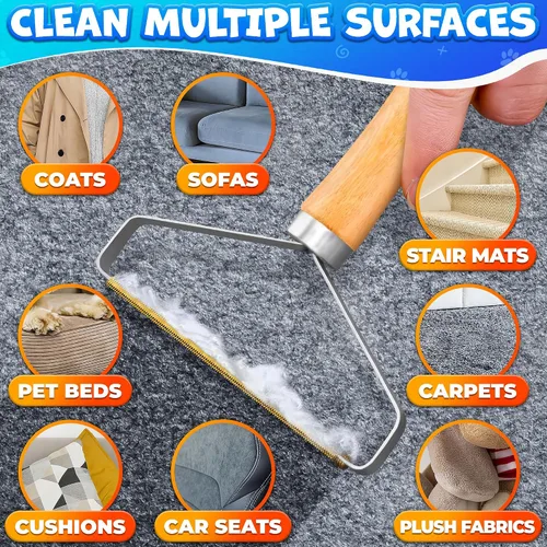 Miniatura 6 de Removedores de pelo para mascotas, paquete de 2 herramientas reutilizables para quitar pelusas de metal, herramienta duradera para quitar pelo