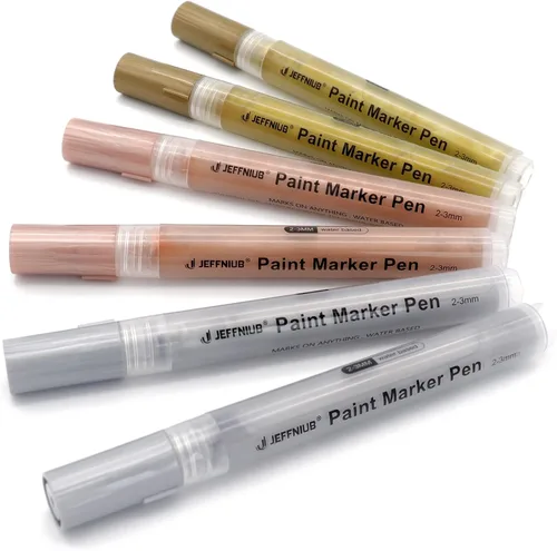 Bolígrafos de pintura dorada con plata, oro rosa, bolígrafos de pintura acrílica para pintura de roca, madera, tela, vidrio, lienzo, álbumes de