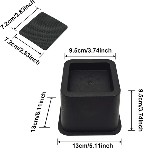 Miniatura 3 de Paquete de 4 elevadores de muebles de cama, elevadores de cama resistentes de 3.1 pulgadas con almohadillas de espuma antideslizantes para cama