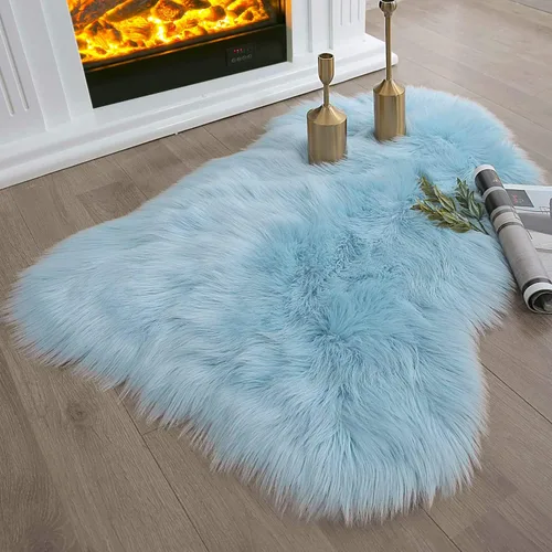 Miniatura 21 de Ashler Home Deco - Tapete de pelo sintético de oveja, mullido, suave, de 2 x 3 pies, lavable a máquina, dormitorio, habitación de los niños, sala