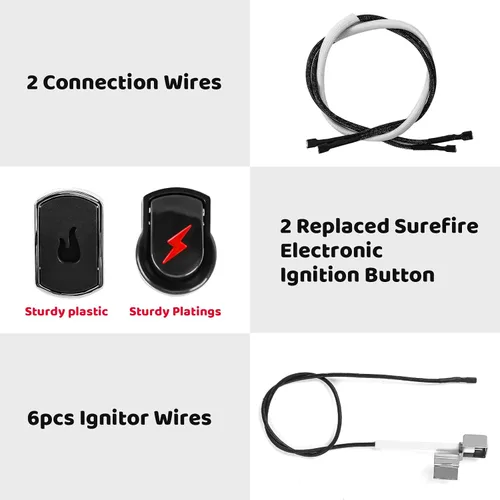 Miniatura 3 de Uniflasy Kit de repuesto para encendedor de parrilla Charbroil (G511-0055-W1), encendedor electrónico de 4 salidas y botón de interruptor con 8