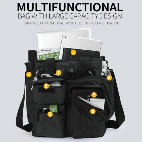 Miniatura 4 de IX INOXTO Bolsa de mensajero para hombre, bolsa de hombro para computadora portátil, bolsa de trabajo para oficina, maletines impermeables