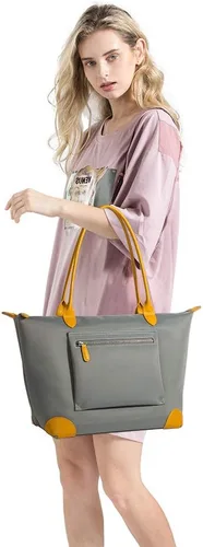 Miniatura 2 de DORIS&JACKY Bolso de mano para mujer, grande, ligero, de cuero, de nailon, para el trabajo, bolso de hombro y bolso de viaje plegable Large