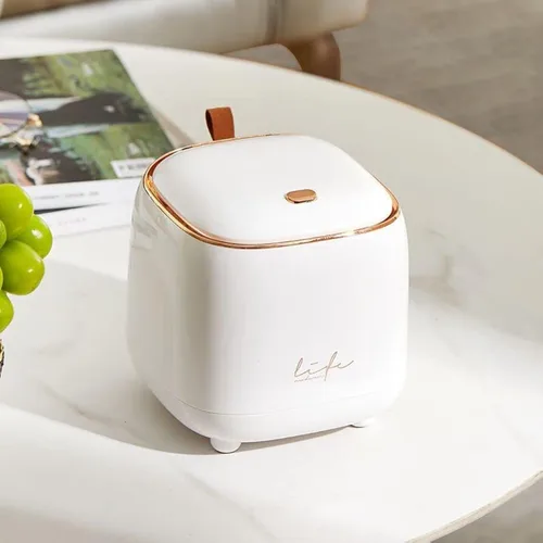 Miniatura 10 de Mini papelera de escritorio con tapa, pequeño cubo de basura de plástico para cocina, baño, oficina, papelera de escritorio con botones, cubo