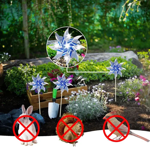 Miniatura 3 de HOOSUN Paquete de 10 molinillos reflectantes para patio y jardín, molinos de viento para exteriores, molinos de viento brillantes para decoración