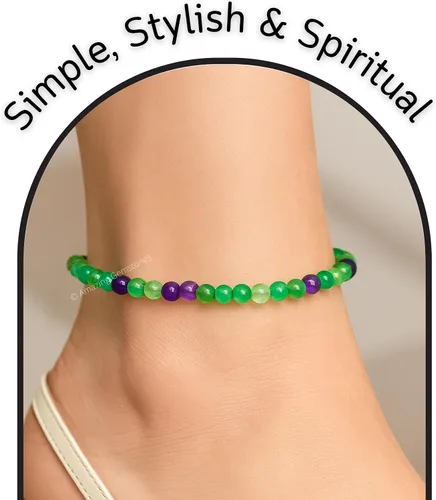 Miniatura 214 de Amazing Gemstone Crystal Anklet Ankle Bracelets for Women - Waterproof Beaded Healing Crystal Anklets, Plus Size Chakra Gemstone Bead Anklet