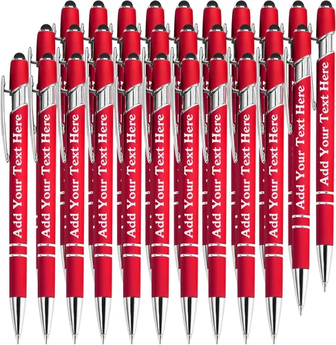 Miniatura 71 de Bolígrafos personalizados a granel grabados personalizados con punta de lápiz capacitivo, bolígrafos personalizados de tinta negra, regalos