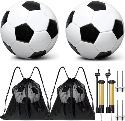 Miniatura 9 de Paquete de 2 pelotas de fútbol desinfladas con bomba para regalos de Navidad de 4 a 14 años, tamaño 3, tamaño 4, 5 artículos, ofertas a granel