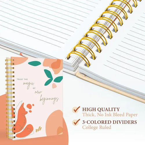 Miniatura 4 de Cuaderno de espiral de tapa dura, 10.25" x 7.25", 300 páginas, gran cuaderno universitario con rayas para mujeres, ideal para escritura, diario, New