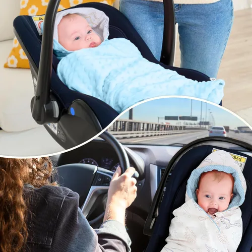 Miniatura 8 de Miracle Baby Manta Envolvente para Asiento de Coche para Bebés, Manta de Gofre para Asiento de Coche para Bebés Recién Nacidos, Doble Capa Adecuada