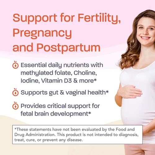 Miniatura 4 de Binto Kit prenatal - Suplementos 4 en 1 para mamá y bebé saludables - Suministro para 30 días - Multivitamínico, probióticos, hierro, DHA, folato