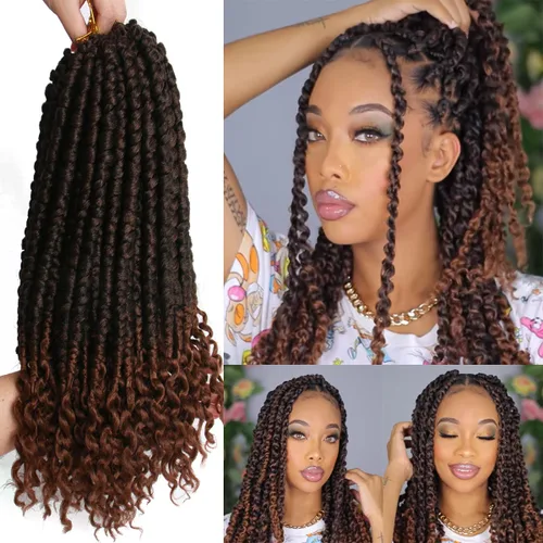 Miniatura 10 de Paquete de 8 extensiones de cabello de ganchillo de 12 pulgadas, trenzas de ganchillo senegalesas, rizados, con rizos de resorte, para mujeres