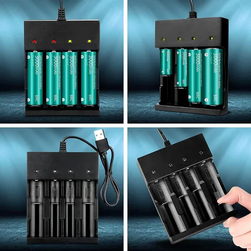 Miniatura 6 de Cargador de Batería 18650 de 4 Bahías, Cargador Universal Inteligente para Baterías de Iones de Litio Recargables de 3.7V, Compatible