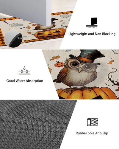 Miniatura 2 de Tapete de baño de Halloween para bañera, antideslizante, de secado rápido y absorbente, de tierra de diatomeas, fregadero de cocina, lavable