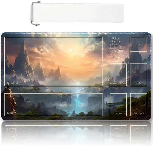 Miniatura 23 de Tapete de Juego MTG Premium Cosido con Zonas y Respaldo de Goma Antideslizante - Tapete de Juego TCG para MTG y Otros Juegos de Cartas - Diseño Dkt