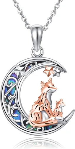 Collar de Plata de Ley 925 con Colgante de Animal Lindo Collar de ZorroSerpienteUnicornioBúho en la LunaConejoCaballo Joyería para Mujeres, Mamá,