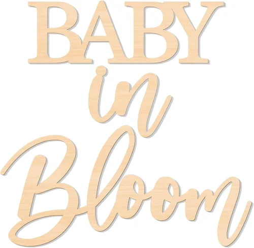 Miniatura 10 de Baby in Bloom - Decoraciones de madera para baby shower, letrero de madera para decoración de pared de bricolaje, telón de fondo de revelación