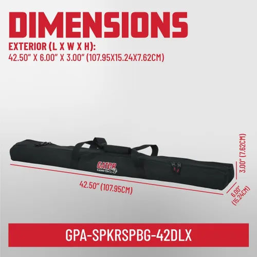 Miniatura 8 de Gator Cases Bolsa de poste de subwoofer de compartimento dual; Soporta (2) postes de subwoofer de hasta 42" de largo (GPA-SPKRSPBG-42DLX)