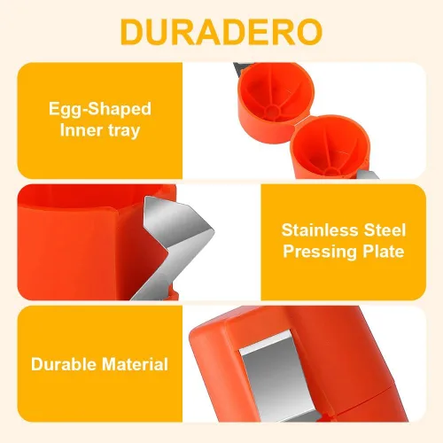 Miniatura 3 de Galleta y pelador de huevos de naranja – Rompe cáscara de huevo de acero inoxidable, separador y cortador para huevos crudos y duros