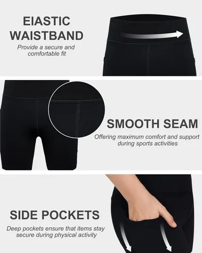 Miniatura 5 de DEVOROPA Pantalones cortos de compresión para niñas de 5 pulgadas de elastano, elásticos, para gimnasia, yoga, danza, pantalones cortos
