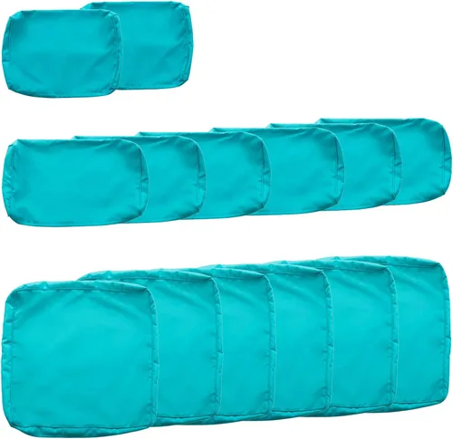 KINTNESS Fundas de cojín de repuesto para sofá modular de ratán de 7 piezas, 14 fundas impermeables para cojines de patio con cremallera (azul)