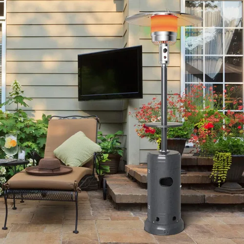Miniatura 3 de Tangkula Calentador de propano de 50,000 BTU para patio con ruedas, calentadores para exteriores para patio con mesa, quemador de acero inoxidable