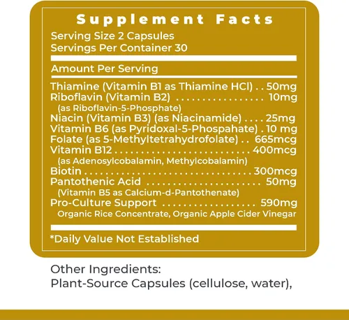 Miniatura 6 de Premier Research Labs Complete B - Suplemento complejo de vitamina B para una salud óptima Suplemento de vitamina B con biotina 9 vitaminas B