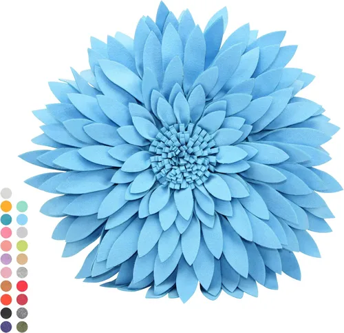 Miniatura 38 de Almohada decorativa 3D de flores de margarita, manta de girasol de 14.5 x 13 pulgadas, decoración redonda para el hogar para sofá y cama