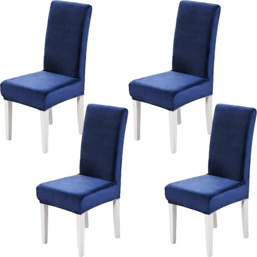 Miniatura 13 de Juego de 2 fundas de terciopelo suave para sillas de comedor, fundas elásticas de terciopelo para sillas, color negro