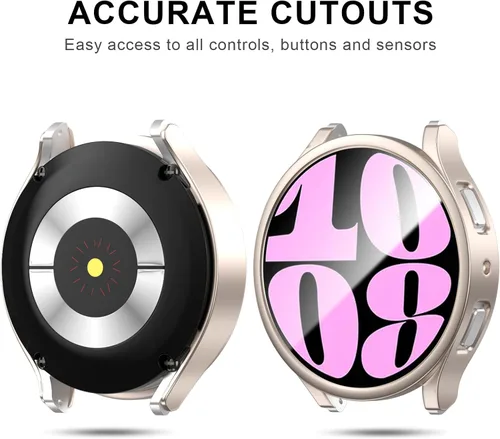 Miniatura 2 de Paquete de protectores de pantalla para Samsung Galaxy Watch 6 de 1.732 pulgadas, JZK 2 Hard PC Bumper Case + 4 protectores de pantalla de vidrio