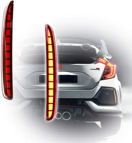 Miniatura 9 de Faros Traseros de Reflector de Parachoques LED Completo con Lente Ahumada para Honda Civic Hatchback, Tipo-R o SI de 4 Puertas Sedán 2017, 2018