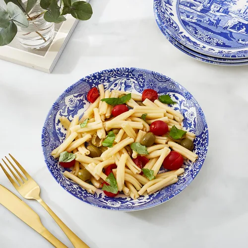 Miniatura 3 de Spode Tazón para pasta italiana azul, juego de 4 9 pulgadas, blanco Loza de loza, fabricada en Inglaterra, apta para lavavajillas y microondas