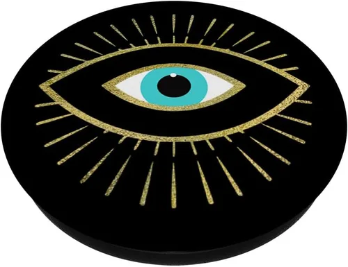 Miniatura 2 de PopSockets negros con diseño de ojo malvado amarillo