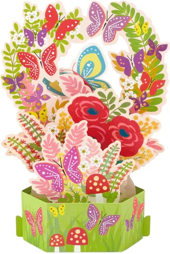 Miniatura 3 de Hallmark Paper Wonder - Tarjeta desplegable para cumpleaños, pensando en ti, felicitaciones o cualquier ocasión (flores y mariposas)