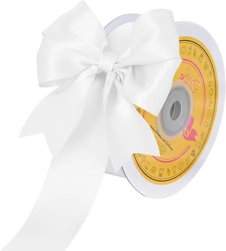 Miniatura 52 de Cinta de satén blanca antigua de doble cara de 1-1/2 pulgadas x 50 yardas, cinta de poliéster para envolver regalos, día de San Valentín, bodas