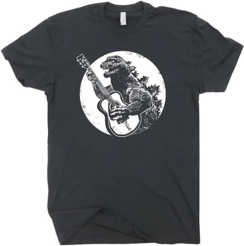 Miniatura 2 de Camiseta de guitarra de dinosaurio divertida camiseta jugando acústica elecrtic Cool Tee jugador vintage 80s banda rock Bass gráfico