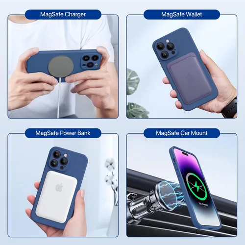 Miniatura 3 de Miracase - Funda magnética diseñada para iPhone 14 Pro Max, de silicona líquida, a prueba de golpes, con protector de pantalla y protección