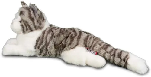 Miniatura 3 de Douglas Animal de peluche de gato gris ahumado – 19 pulgadas, suave y realista, juguete de peluche atigrado gris y blanco para niños, niños pequeños