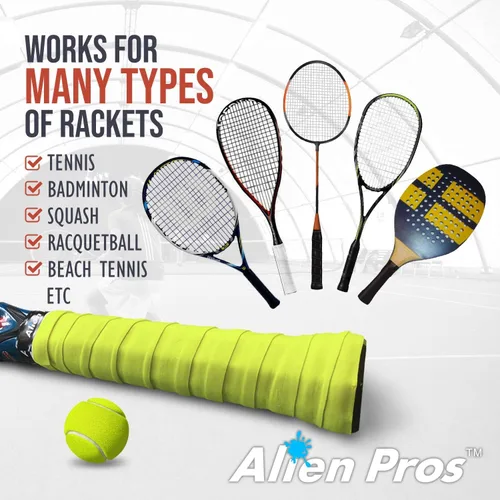 Miniatura 5 de Alien Pros - Cinta de agarre para raqueta de tenis (6, 12 o 60 agarres), agarre de tenis precortado y con sensación seca, cinta de agarre