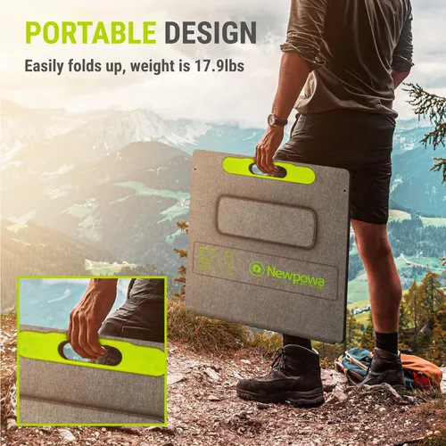 Miniatura 3 de Newpowa Kit de panel solar portátil de 200W con estuche de soporte ajustable, panel plegable de 200 vatios 12 voltios + controlador MPPT de 20A +