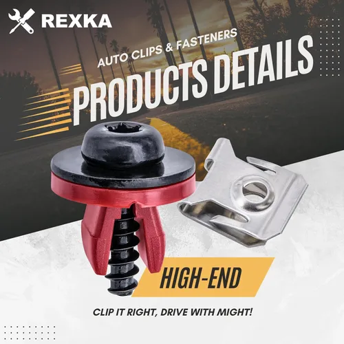 Miniatura 3 de Rexka 10 juegos de tornillos T30 para cubierta de protección contra salpicaduras de motor T30, kit de clip de tuerca de perno compatible con Ford