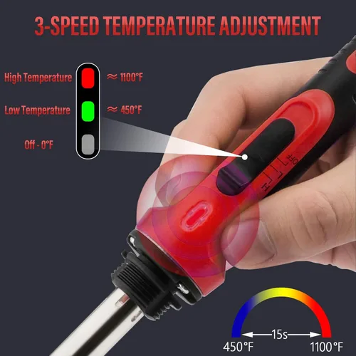 Miniatura 2 de Kit de soldador de plástico de 150 W, kit de soldadura de plástico con control de temperatura de 3 velocidades, herramienta profesional de soldadura