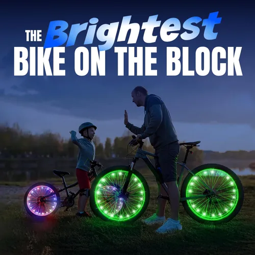 Miniatura 8 de Activ Life Paquete de 2 luces LED para ruedas de bicicleta con baterías incluidas, obtén un 100% más brillante y visible desde todos los ángulos