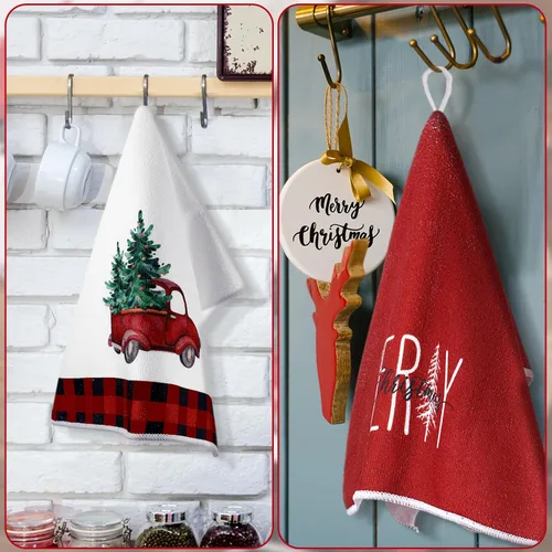 Miniatura 4 de Bencailor Juego de 4 toallas de cocina navideñas decorativas para platos de té, toallas de mano para baño de Navidad, 15.75 x 23.62 pulgadas