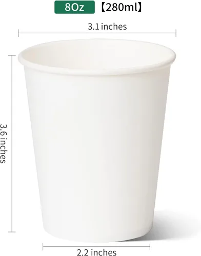 Miniatura 6 de RACETOP Paquete de 1000 tazas de café de papel de 8 onzas desechables, tazas de café caliente de 8 onzas, taza de café de oficina