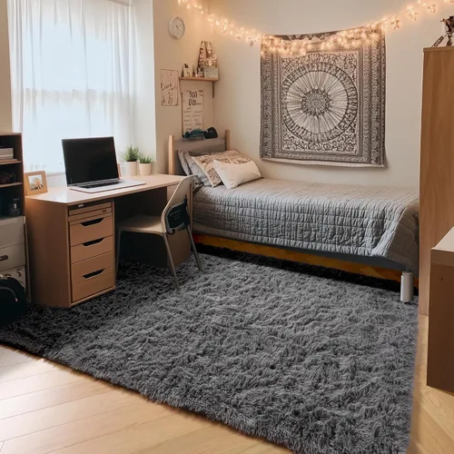 Miniatura 52 de ONASAR - Alfombra de pasillo negra de 2 x 6 pies, esponjosa, lavable, ultrasuave, afelpada, peluda, tapete para bebés, dormitorio de niños, armario