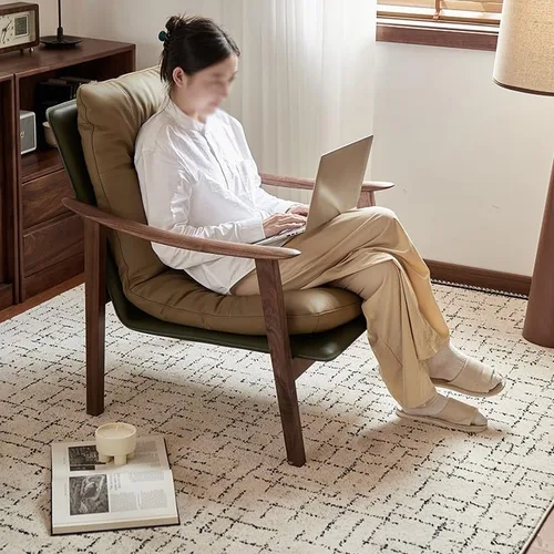 Miniatura 7 de Silla de escritorio cómoda Silla de madera Silla de comedor Silla de té moderna Silla de té para el hogar Reposabrazos Silla de ocio Silla