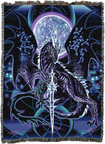 Miniatura 4 de Pure Country Weavers Ruth Thompson - Manta con diseño de dragón de fantasía nocturna tejida de algodón, fabricada en los Estados Unidos